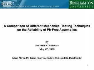 A Comparison of Different Mechanical Testing Techniques on the Reliability of Pb-Free Assemblies