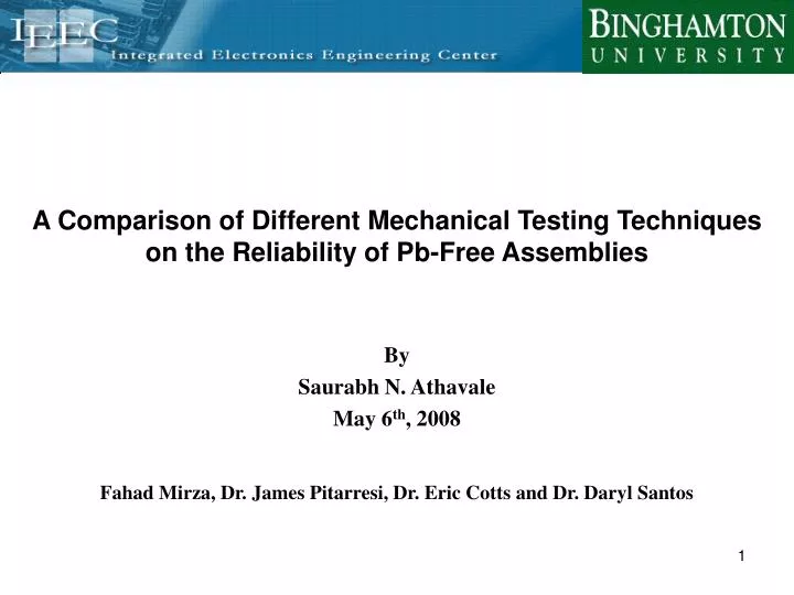 a comparison of different mechanical testing techniques on the reliability of pb free assemblies