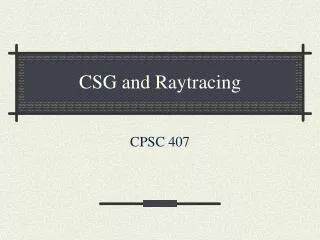 CSG and Raytracing