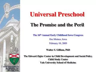 Universal Preschool The Promise and the Peril