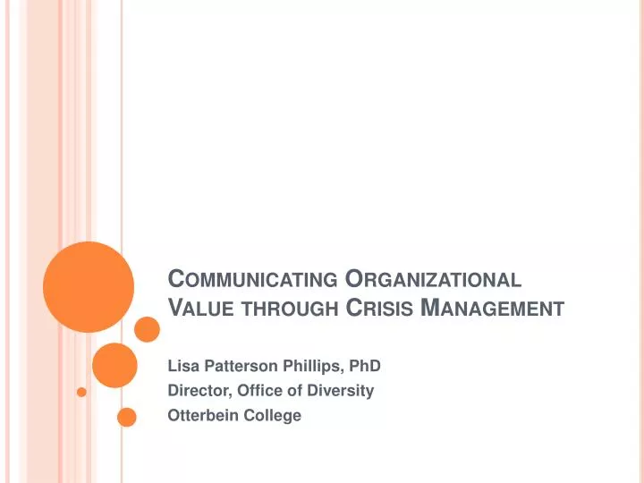 communicating organizational value through crisis management