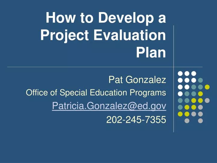 how to develop a project evaluation plan