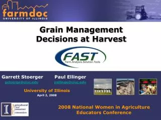 Grain Management Decisions at Harvest