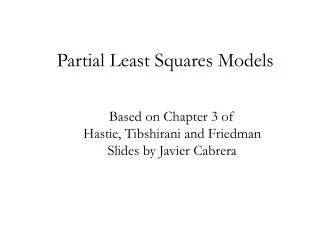 Partial Least Squares Models