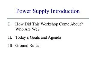Power Supply Introduction