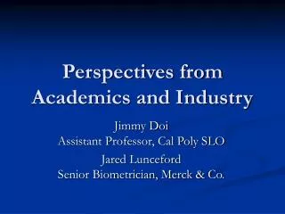 Perspectives from Academics and Industry