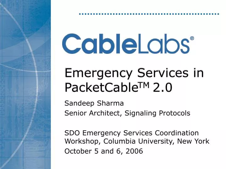 emergency services in packetcable tm 2 0
