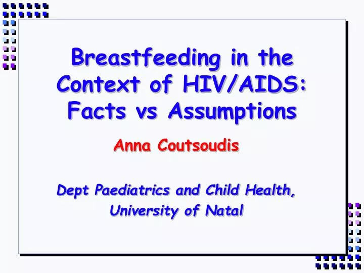 breastfeeding in the context of hiv aids facts vs assumptions