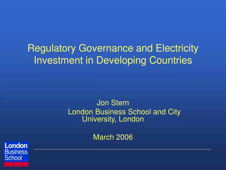 regulatory governance and electricity investment in developing countries