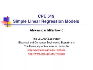 CPE 619 Simple Linear Regression Models
