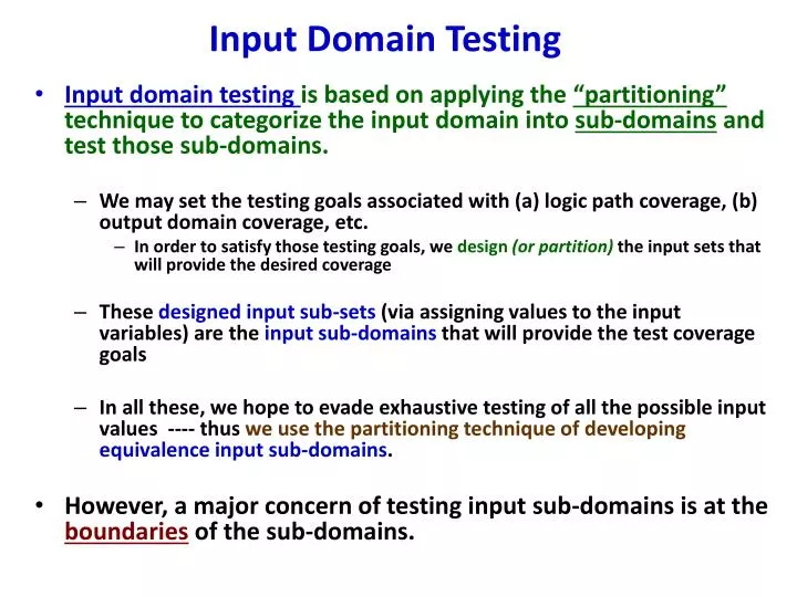 input domain testing