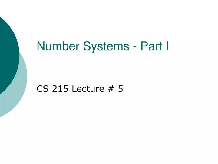 number systems part i