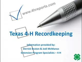 Texas 4-H Recordkeeping