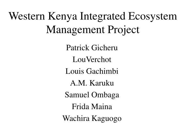 western kenya integrated ecosystem management project