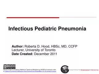 Infectious Pediatric Pneumonia