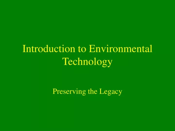 introduction to environmental technology