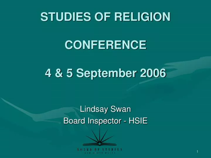 studies of religion conference 4 5 september 2006