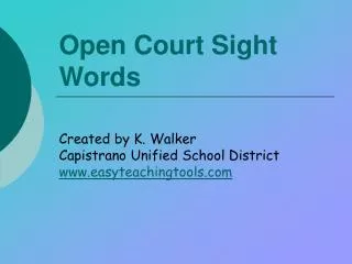 Open Court Sight Words