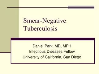 Smear-Negative Tuberculosis
