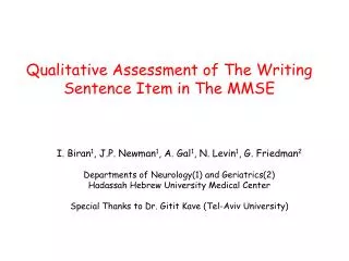 Qualitative Assessment of The Writing Sentence Item in The MMSE