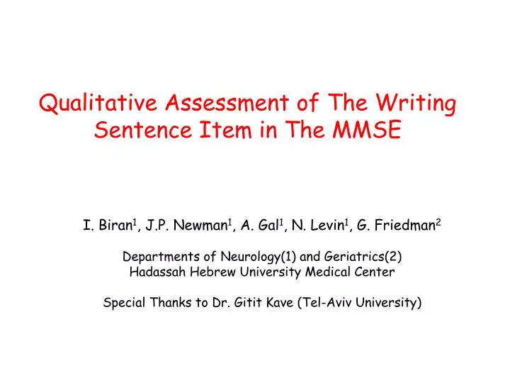 qualitative assessment of the writing sentence item in the mmse