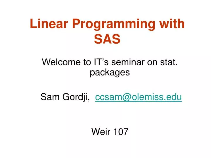 linear programming with sas