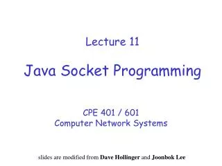 Lecture 11 Java Socket Programming