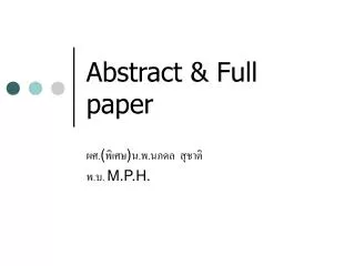 Abstract &amp; Full paper