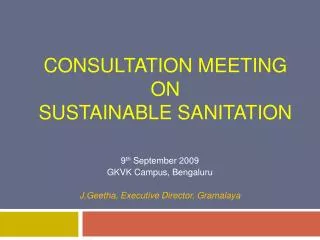 Consultation meeting on Sustainable Sanitation