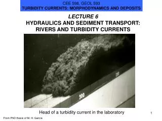 LECTURE 6 HYDRAULICS AND SEDIMENT TRANSPORT: RIVERS AND TURBIDITY CURRENTS
