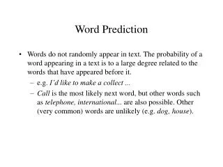 Word Prediction