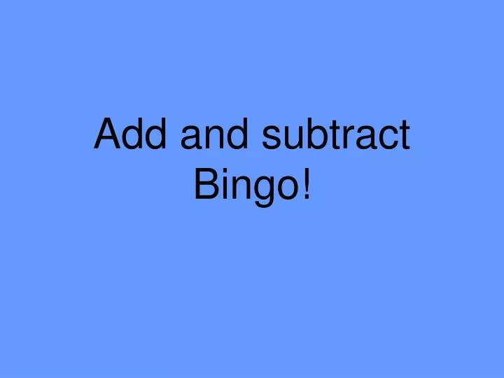 add and subtract bingo