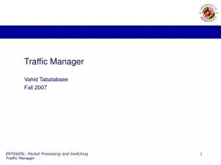 Traffic Manager Vahid Tabatabaee Fall 2007