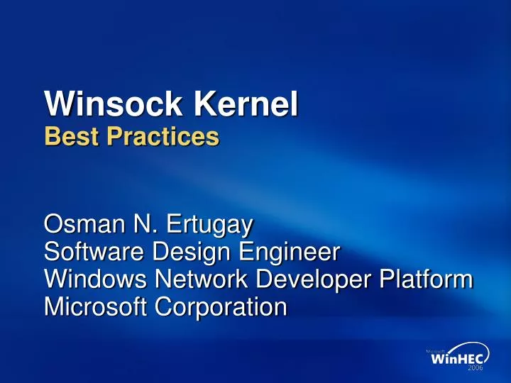 winsock kernel best practices