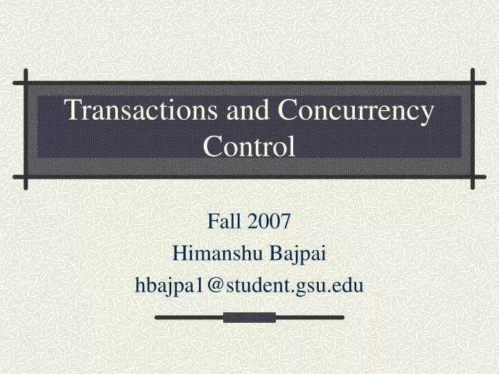 transactions and concurrency control