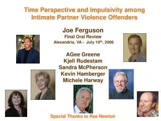 Time Perspective and Impulsivity among Intimate Partner Violence Offenders