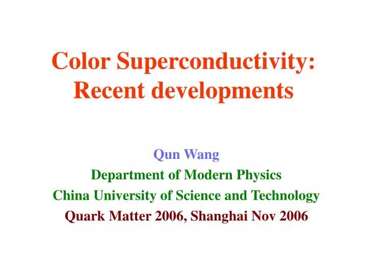 color superconductivity recent developments