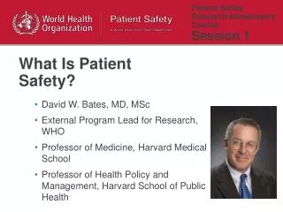 Patient Safety Research Introductory Course Session 1