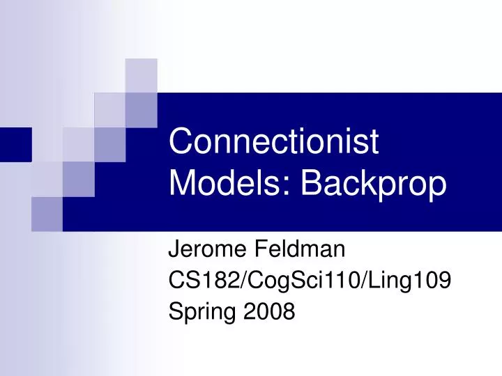 connectionist models backprop