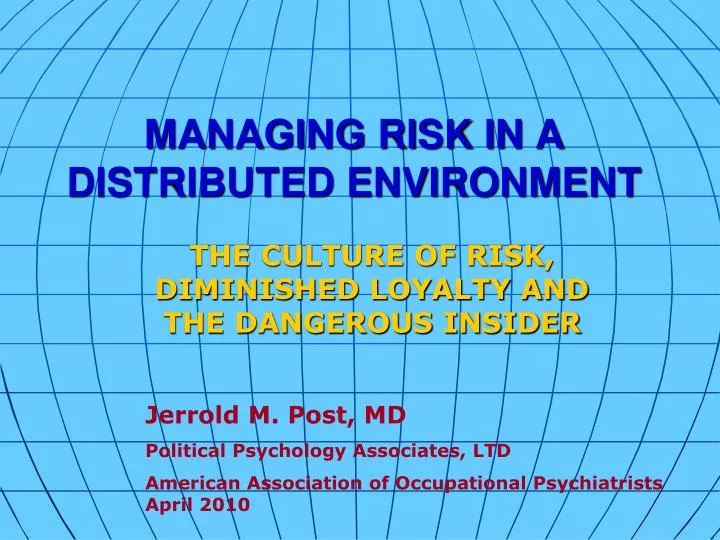 managing risk in a distributed environment