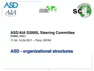 ASD/AIA S3000L Steering Committee (S3000L_SC01) 11.04.-14.04.2011 – Paris, GIFAS ASD - organizational structures