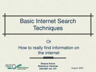 Basic Internet Search Techniques