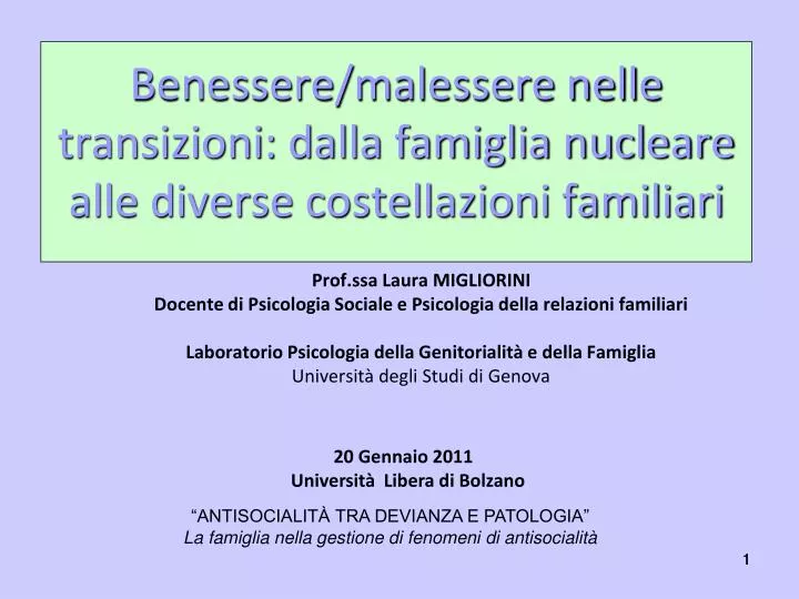 benessere malessere nelle transizioni dalla famiglia nucleare alle diverse costellazioni familiari