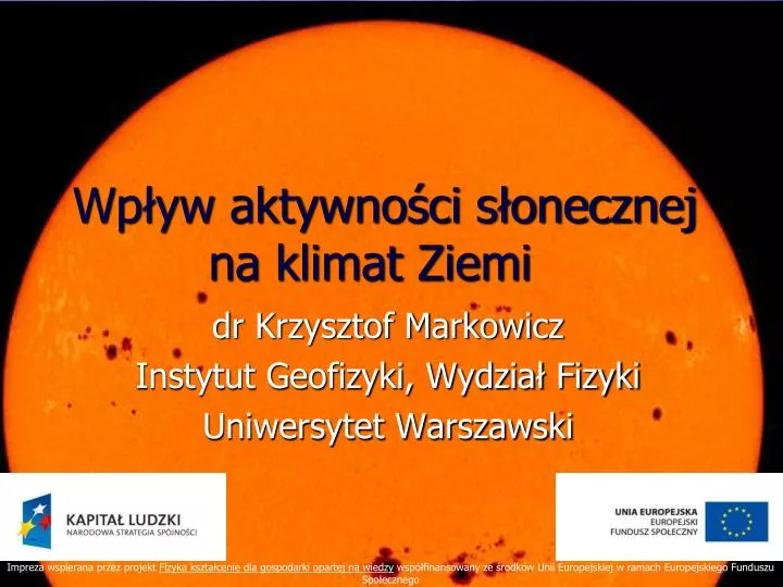 wp yw aktywno ci s onecznej na klimat ziemi