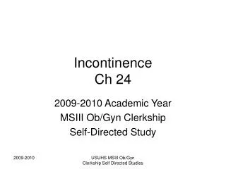 Incontinence Ch 24