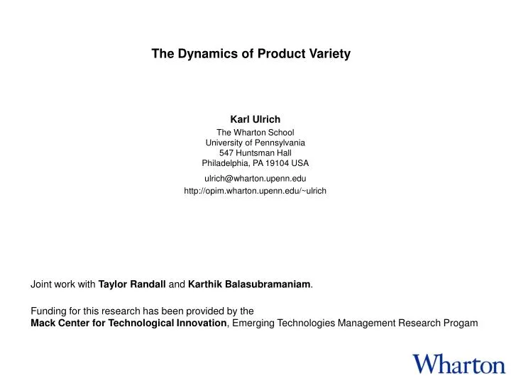 the dynamics of product variety