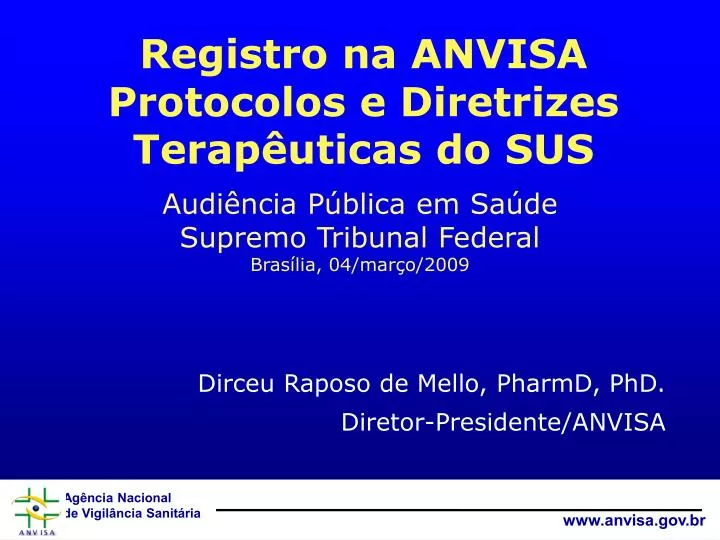 registro na anvisa protocolos e diretrizes terap uticas do sus