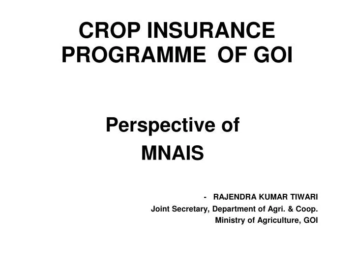 crop insurance programme of goi