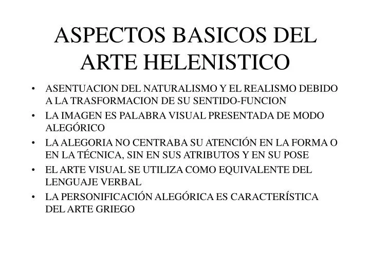 aspectos basicos del arte helenistico