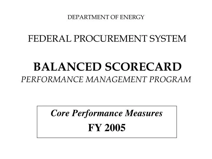 department of energy federal procurement system balanced scorecard performance management program
